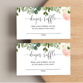 Rosa und weiße Blumengrün Girl-Windeln Tombola Begleitkarte