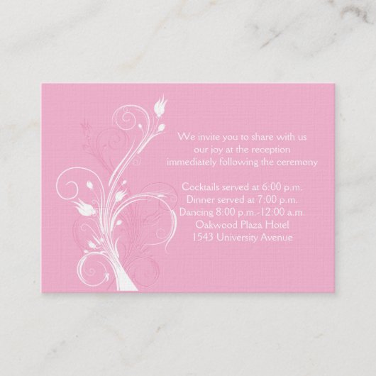 Rosa und weiße Blumenkarte Begleitkarte (Vorderseite)