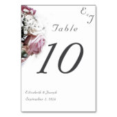 Rosa und weiße Blumenkarte Tischnummer (Rückseite)