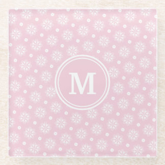 Rosa und weiße Blumenmuster Glasuntersetzer