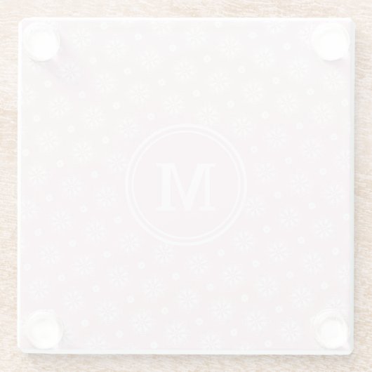 Rosa und weiße Blumenmuster Glasuntersetzer (Rückseite)