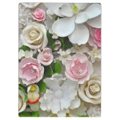 Rosa und weiße Blumenmuster Klemmbrett (Rückseite)