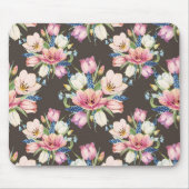 Rosa und weiße Blumenmuster Mousepad (Vorne)