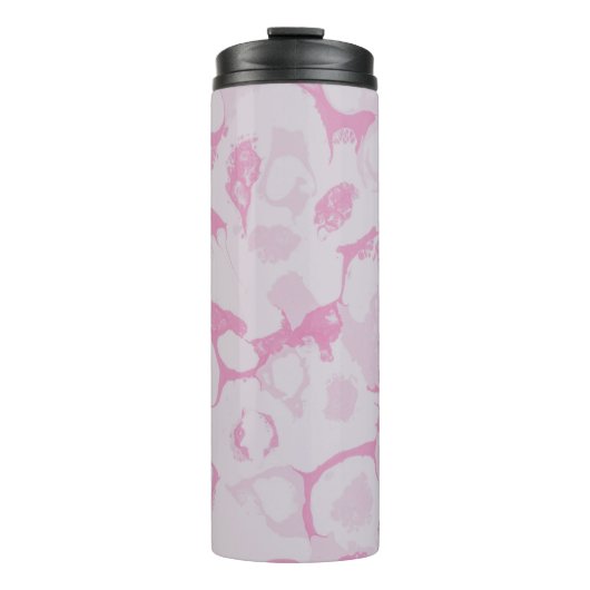 Rosa und weiße Blumentextilien Thermosbecher (Vorderseite)