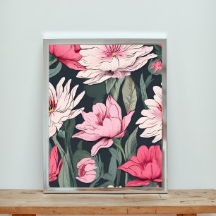 Rosa und weiße Blumenträume Nahtloses Muster Fotodruck
