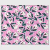 Rosa und weiße Blüten Geschenkpapier (Flach)