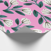 Rosa und weiße Blüten Geschenkpapier (Ecke)