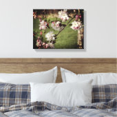 Rosa und weiße Blüten im Frühling. Leinwanddruck (Insitu (Schlafzimmer))