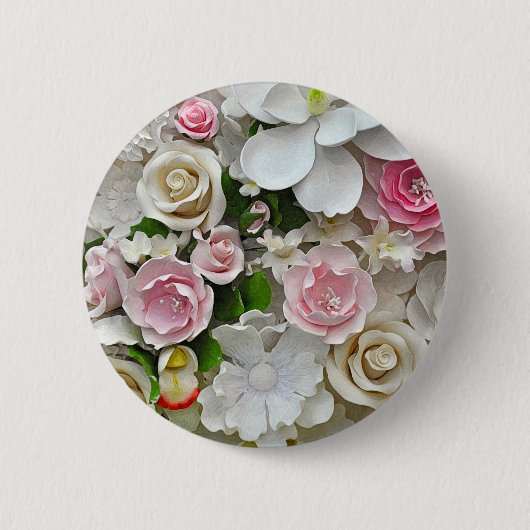 Rosa und weiße Blütenblätter Button (Vorderseite)