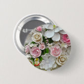 Rosa und weiße Blütenblätter Button (Vorne & Hinten)