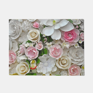 Rosa und weiße Blütenblätter Fußmatte