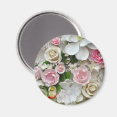 Rosa und weiße Blütenblätter Magnet (Vorderseite/Rückseite)