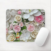 Rosa und weiße Blütenblätter Mousepad (Mit Mouse)