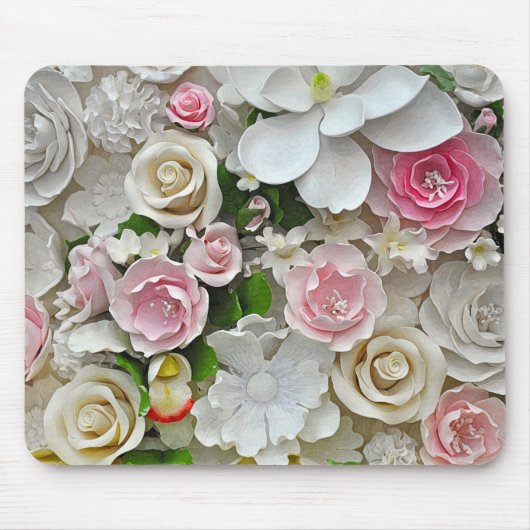 Rosa und weiße Blütenblätter Mousepad (Vorne)