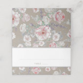 Rosa und weiße Blütenfarbe Vintag Platzkarte (Außenseite Aufgefaltet)