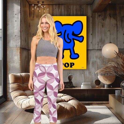 Rosa und weiße Blütengestaltung: Benutzerdefiniert Capri Leggings