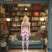 Rosa und weiße Blütengestaltung: Benutzerdefiniert Capri Leggings