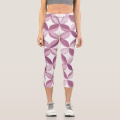 Rosa und weiße Blütengestaltung: Benutzerdefiniert Capri Leggings (Vorderseite)