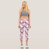 Rosa und weiße Blütengestaltung: Benutzerdefiniert Capri Leggings (Vorderseite)
