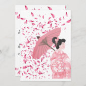 Rosa und weiße Blütenreste Japanisch Feiertagskarte (Vorne/Hinten)