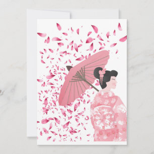 Rosa und weiße Blütenreste Japanisch Feiertagskarte