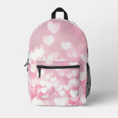 Rosa und weiße Bokeh Herz Bedruckter Rucksack (Vorderseite)