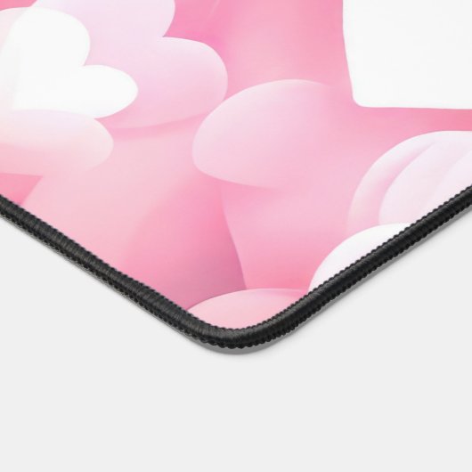 Rosa und weiße Bokeh Herz Schreibtischunterlage (Ecke)