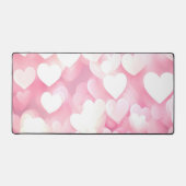 Rosa und weiße Bokeh Herz Schreibtischunterlage (Vorderseite)