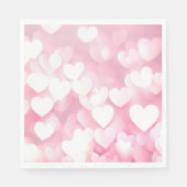 Rosa und weiße Bokeh Herz Serviette (Vorderseite)
