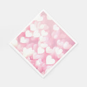 Rosa und weiße Bokeh Herz Serviette (Ecke)