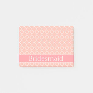 Rosa und weiße Bridmaid Post-it Klebezettel