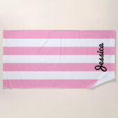 Rosa und weiße Cabana Strip Badetuch (Vorderseite)