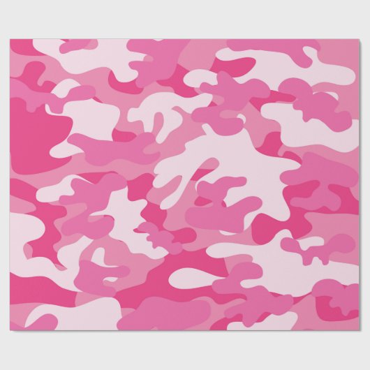 Rosa und weiße Camouflage Geschenkpapier (Flach)