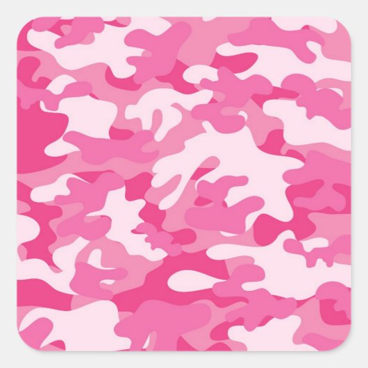 Rosa und weiße Camouflage Quadratischer Aufkleber (Vorderseite)
