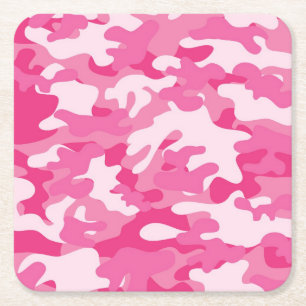 Rosa und weiße Camouflage Rechteckiger Pappuntersetzer