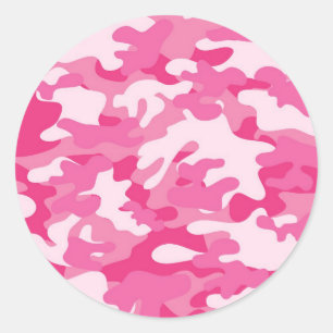 Rosa und weiße Camouflage Runder Aufkleber
