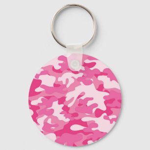 Rosa und weiße Camouflage Schlüsselanhänger