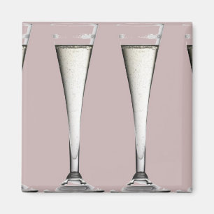 Rosa und weiße Champagne-Glas-Flöten Magnet