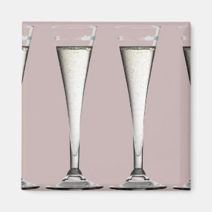 Rosa und weiße Champagne-Glas-Flöten Magnet