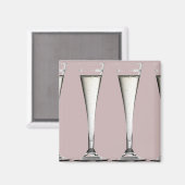 Rosa und weiße Champagner-Glass-Flöten Magnet (Vorderseite/Rückseite)