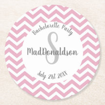 Rosa und weiße Chevron-Monogramm-Party