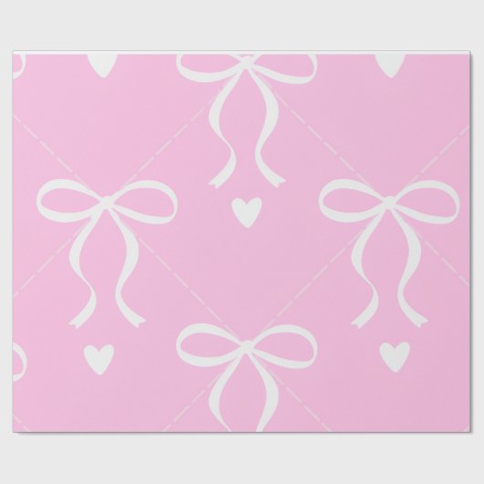 rosa und weiße Coquette-Schleife Geschenkpapier (Flach)