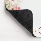 Rosa und weiße Cosmos Blumenborder Mousepad (Ecke)
