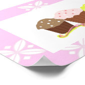 Rosa und weiße Cupcake-Bauweise Poster (Ecke)
