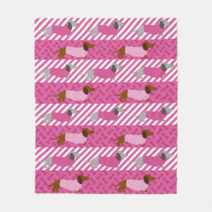 Rosa und weiße Dackel Fleece Beet