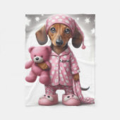 Rosa und weiße Dackel Fleece Blanket (Vorderseite)