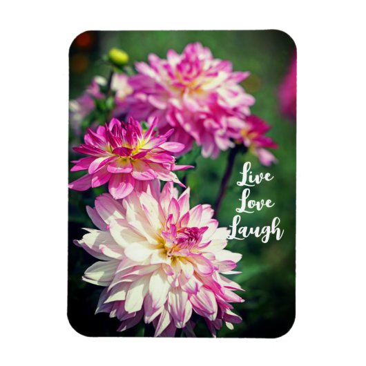 Rosa und weiße Dahlia Blume Motivierend Magnet (Vertikal)