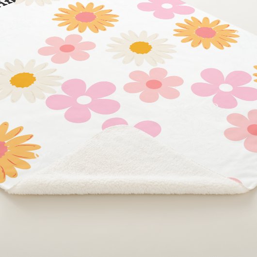Rosa und weiße Daisy Personalisierter Name des Bab Sherpadecke (3/4)