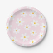 Rosa und weiße Daisy Plate Pappteller (Vorderseite)