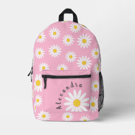 Rosa und weiße Daisy und Name Bedruckter Rucksack